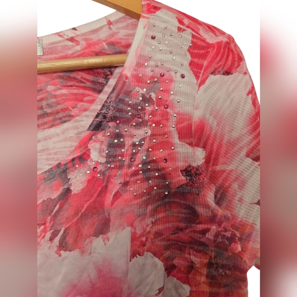 NWOT Dress Barn Floral Bedazzled Blouse Size Xl - Picture 3 of 4